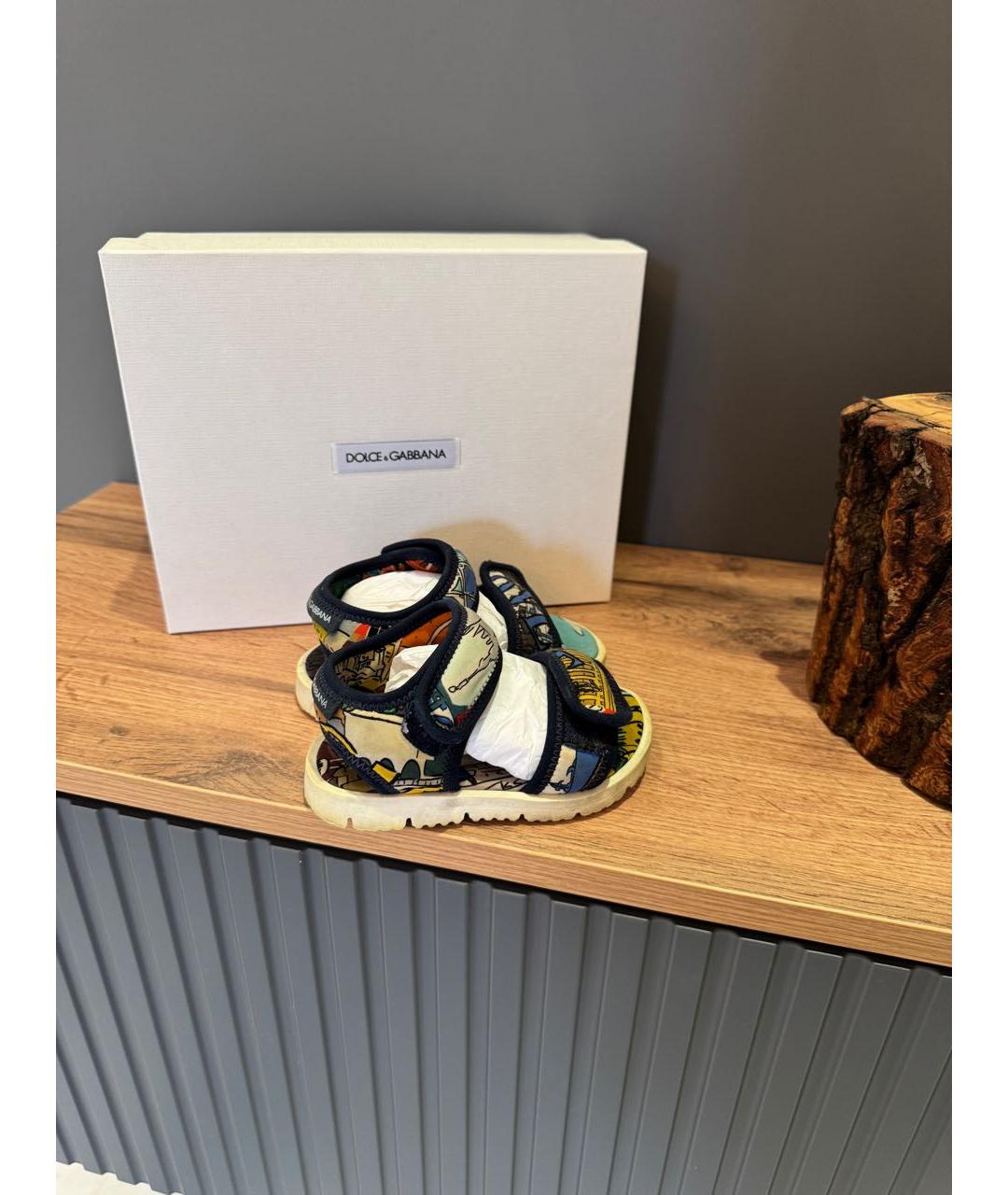 DOLCE & GABBANA KIDS Мульти текстильные сандалии и шлепанцы, фото 7