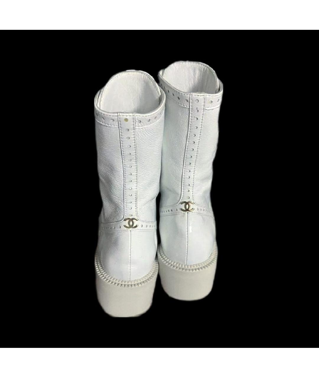 CHANEL Белые кожаные ботинки, фото 4