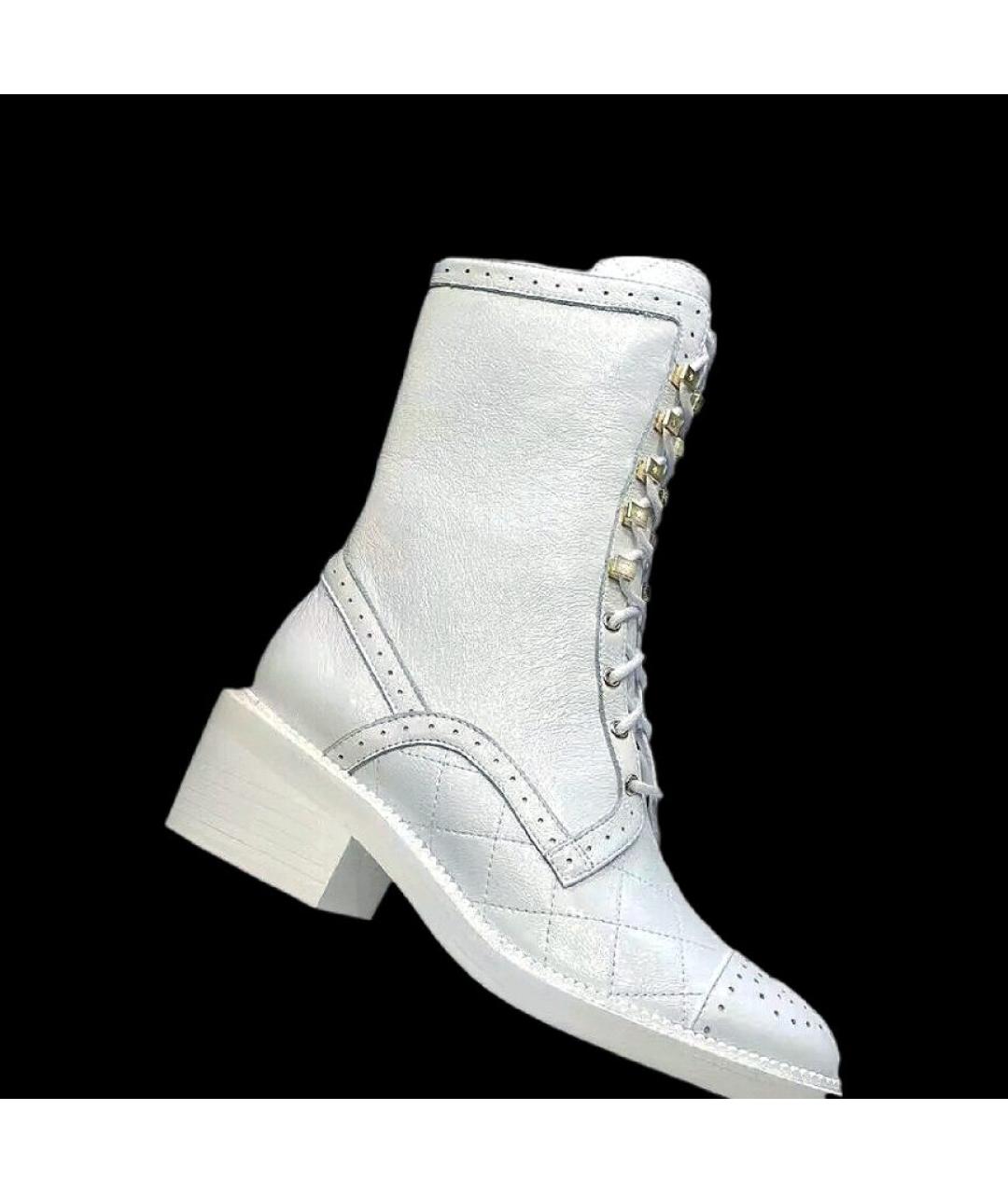 CHANEL Белые кожаные ботинки, фото 6