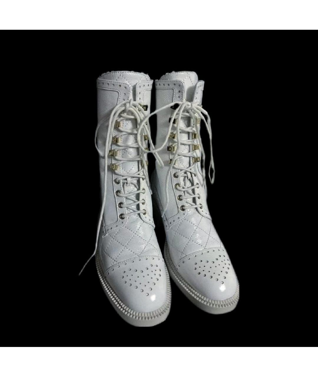 CHANEL Белые кожаные ботинки, фото 2