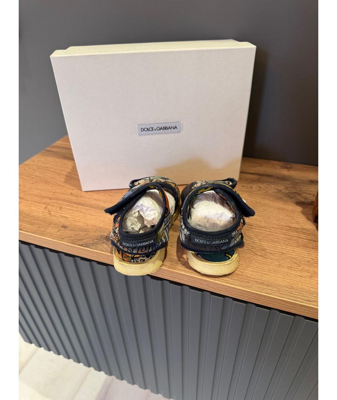 DOLCE & GABBANA KIDS Мульти текстильные сандалии и шлепанцы, фото 4