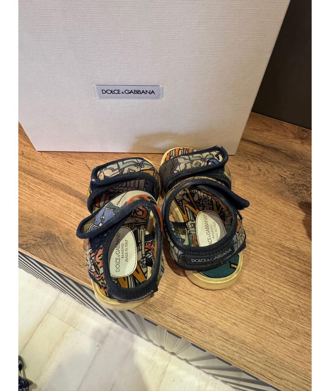 DOLCE & GABBANA KIDS Мульти текстильные сандалии и шлепанцы, фото 5
