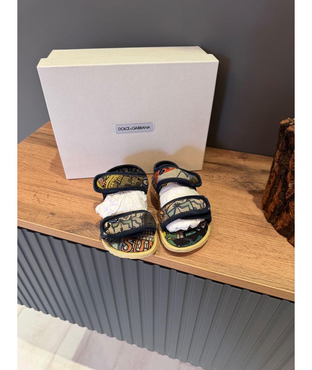 DOLCE & GABBANA KIDS Мульти текстильные сандалии и шлепанцы, фото 3