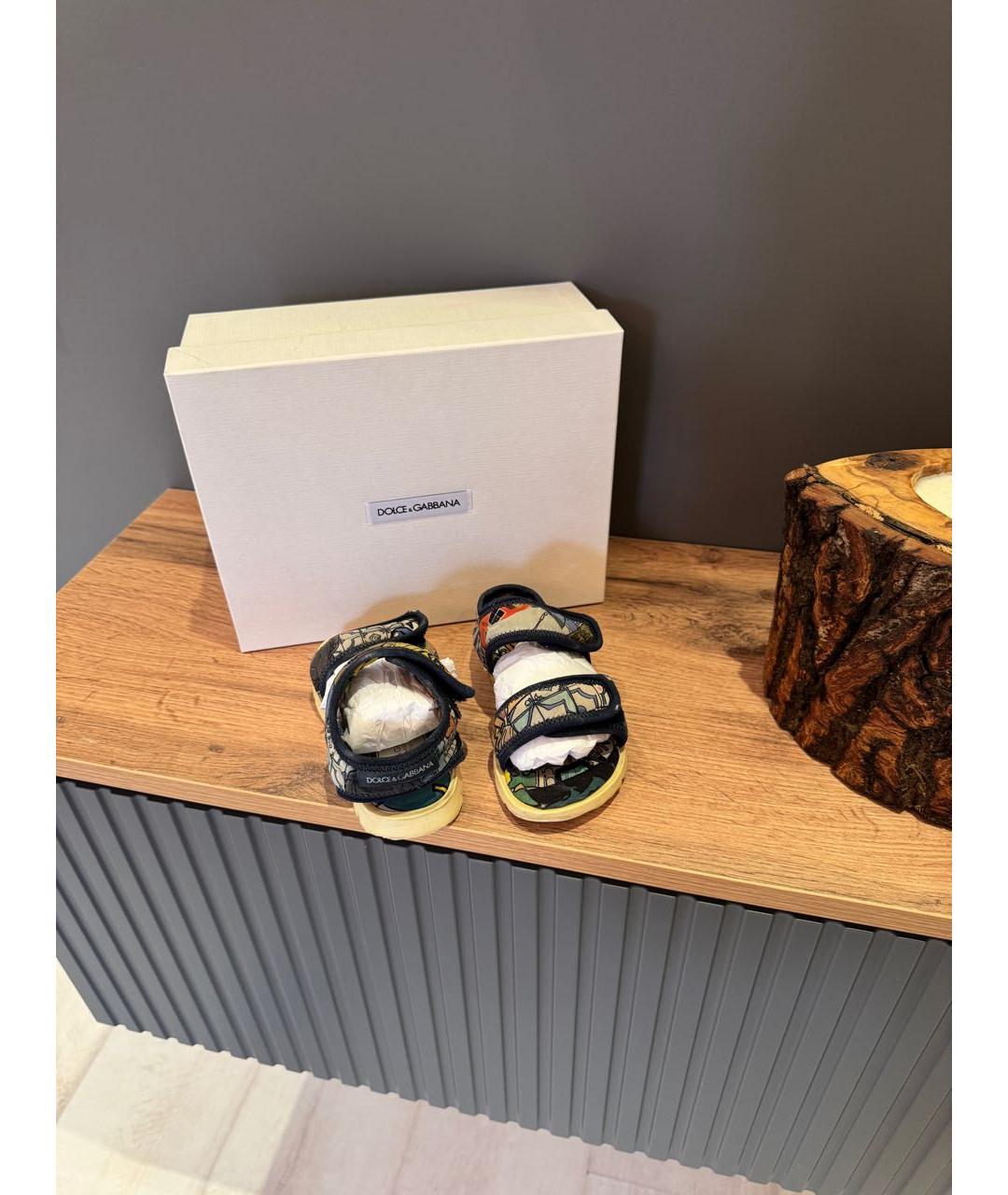 DOLCE & GABBANA KIDS Мульти текстильные сандалии и шлепанцы, фото 2