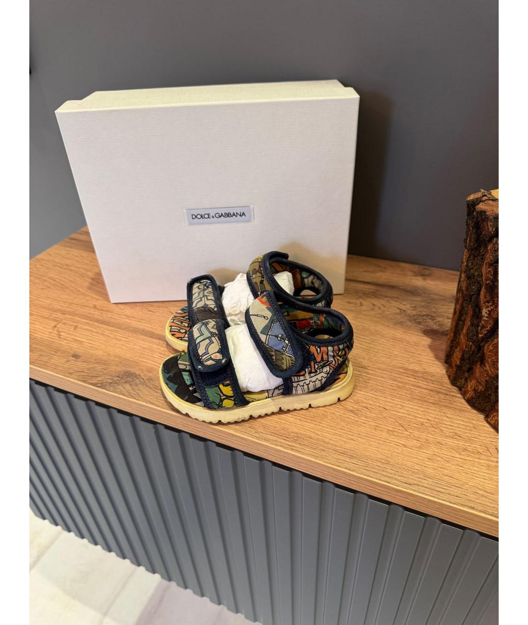 DOLCE & GABBANA KIDS Мульти текстильные сандалии и шлепанцы, фото 6