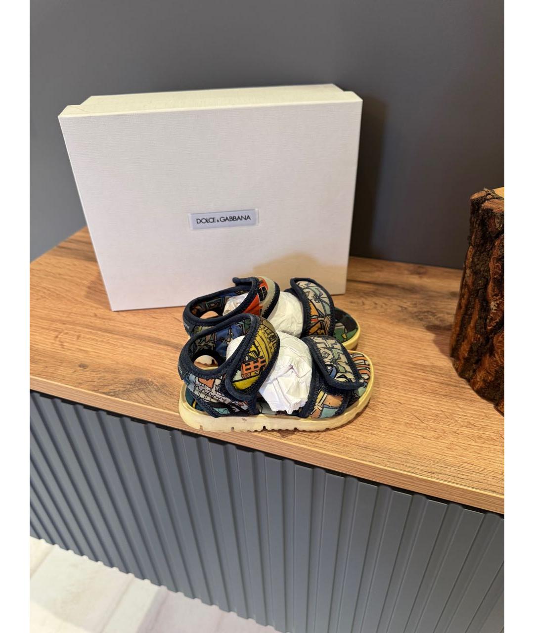 DOLCE & GABBANA KIDS Мульти текстильные сандалии и шлепанцы, фото 7
