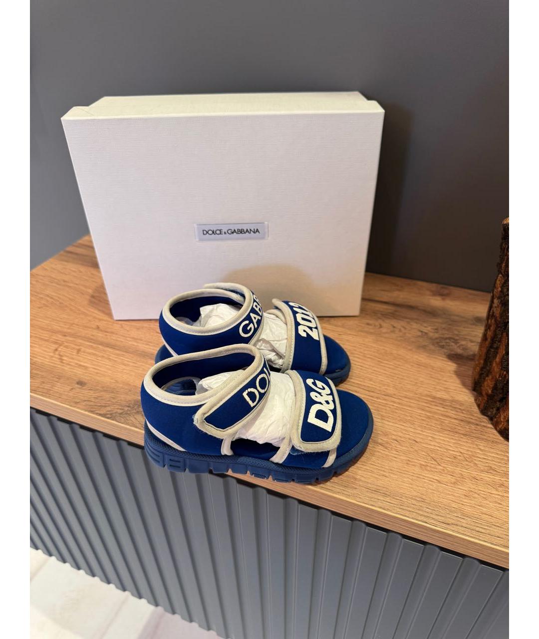 DOLCE & GABBANA KIDS Синие текстильные сандалии и шлепанцы, фото 6