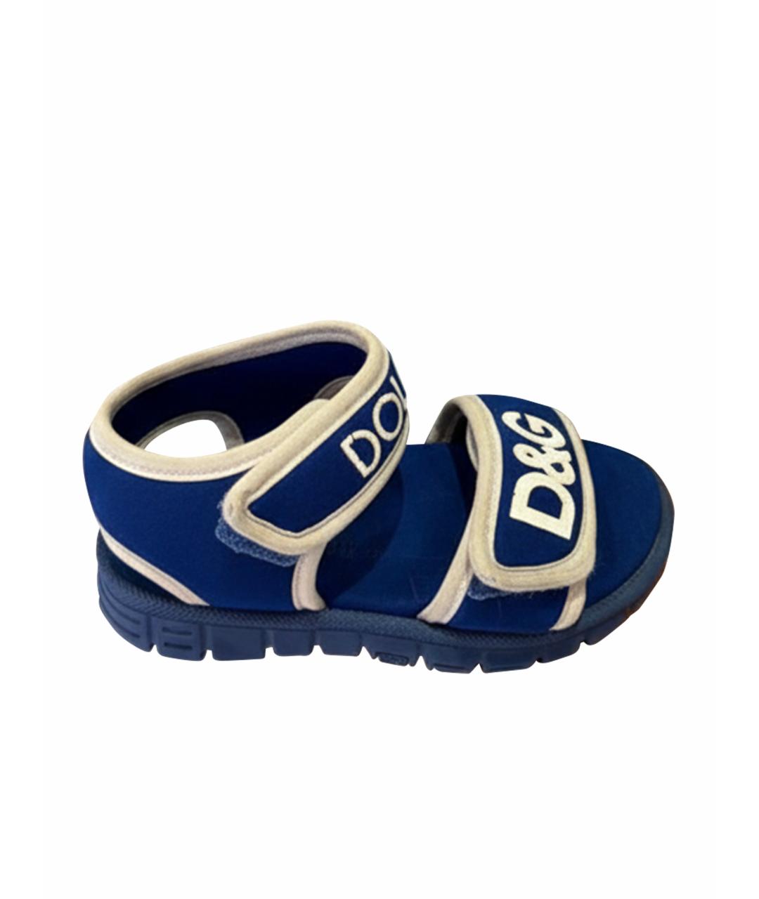 DOLCE & GABBANA KIDS Синие текстильные сандалии и шлепанцы, фото 1