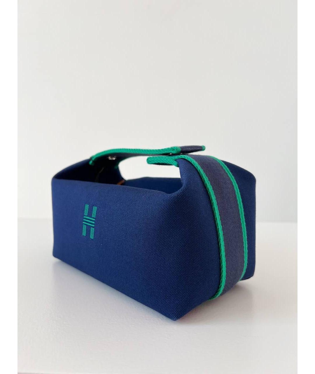 HERMES Темно-синяя тканевая косметичка, фото 8