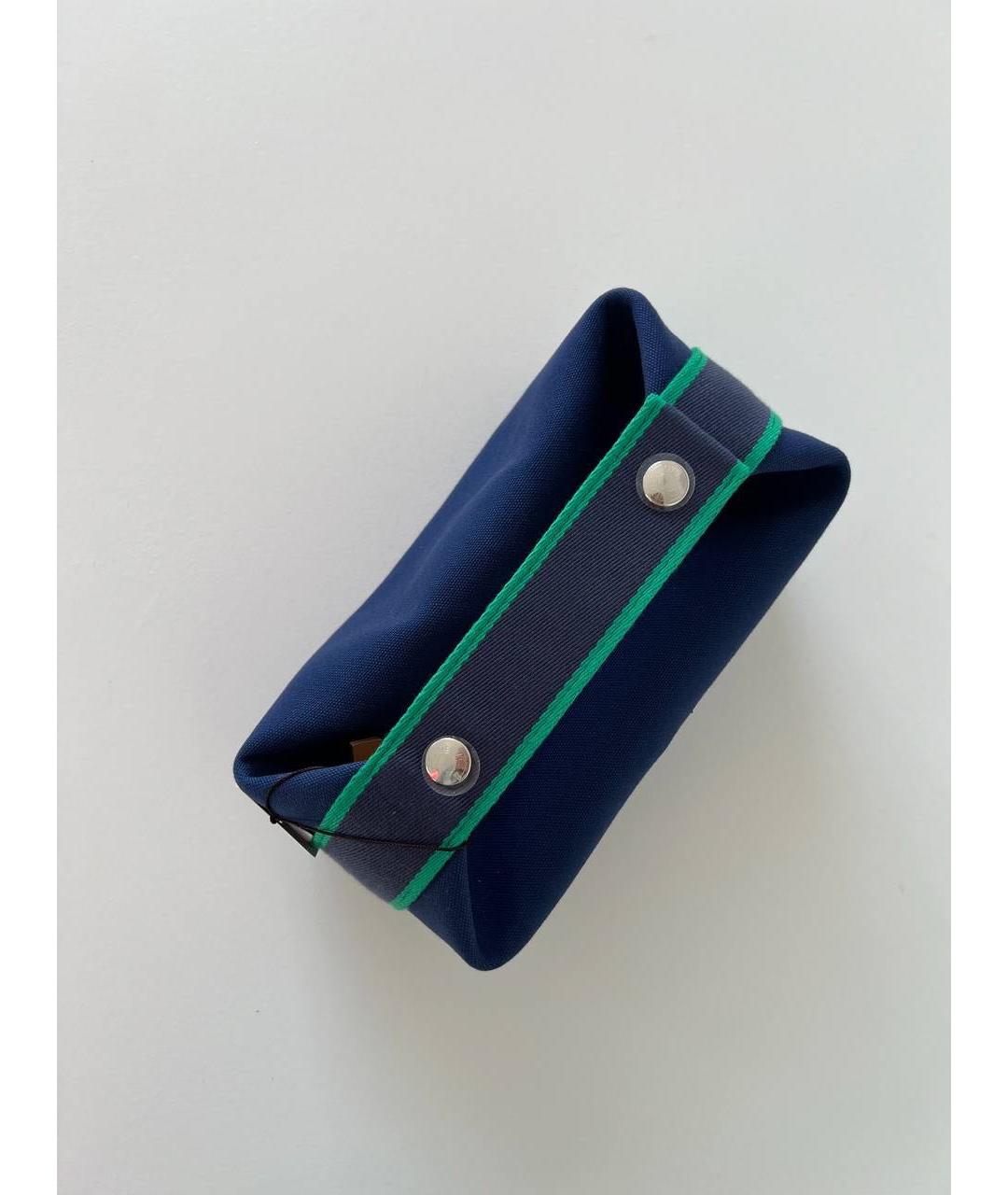 HERMES Темно-синяя тканевая косметичка, фото 4