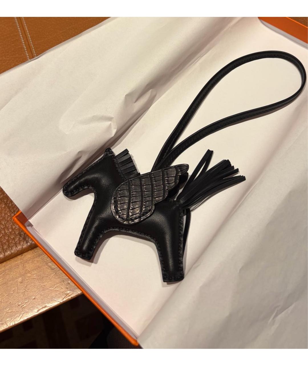 HERMES Черный брелок, фото 4