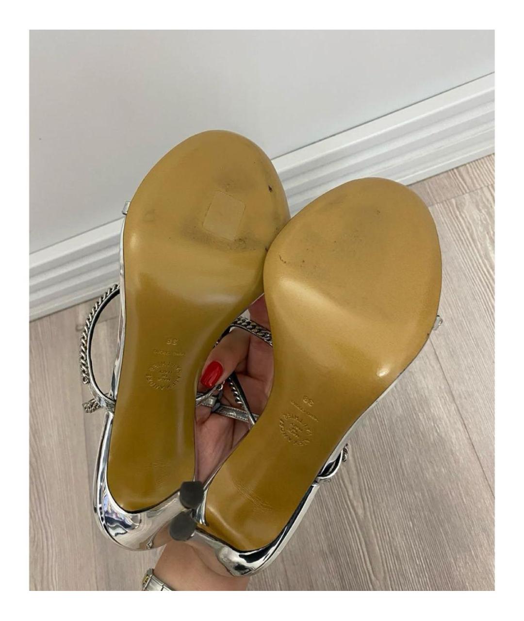 ALEXANDRE VAUTHIER Серебряные босоножки из лакированной кожи, фото 5