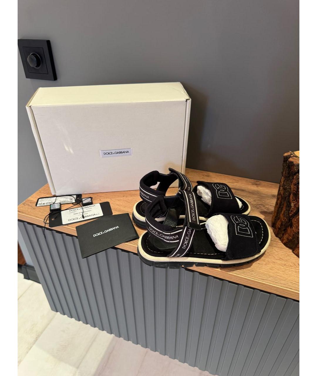 DOLCE & GABBANA KIDS Черные текстильные сандалии и шлепанцы, фото 9