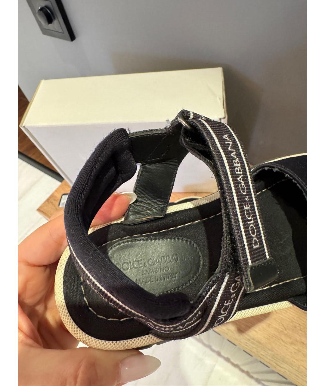 DOLCE & GABBANA KIDS Черные текстильные сандалии и шлепанцы, фото 6