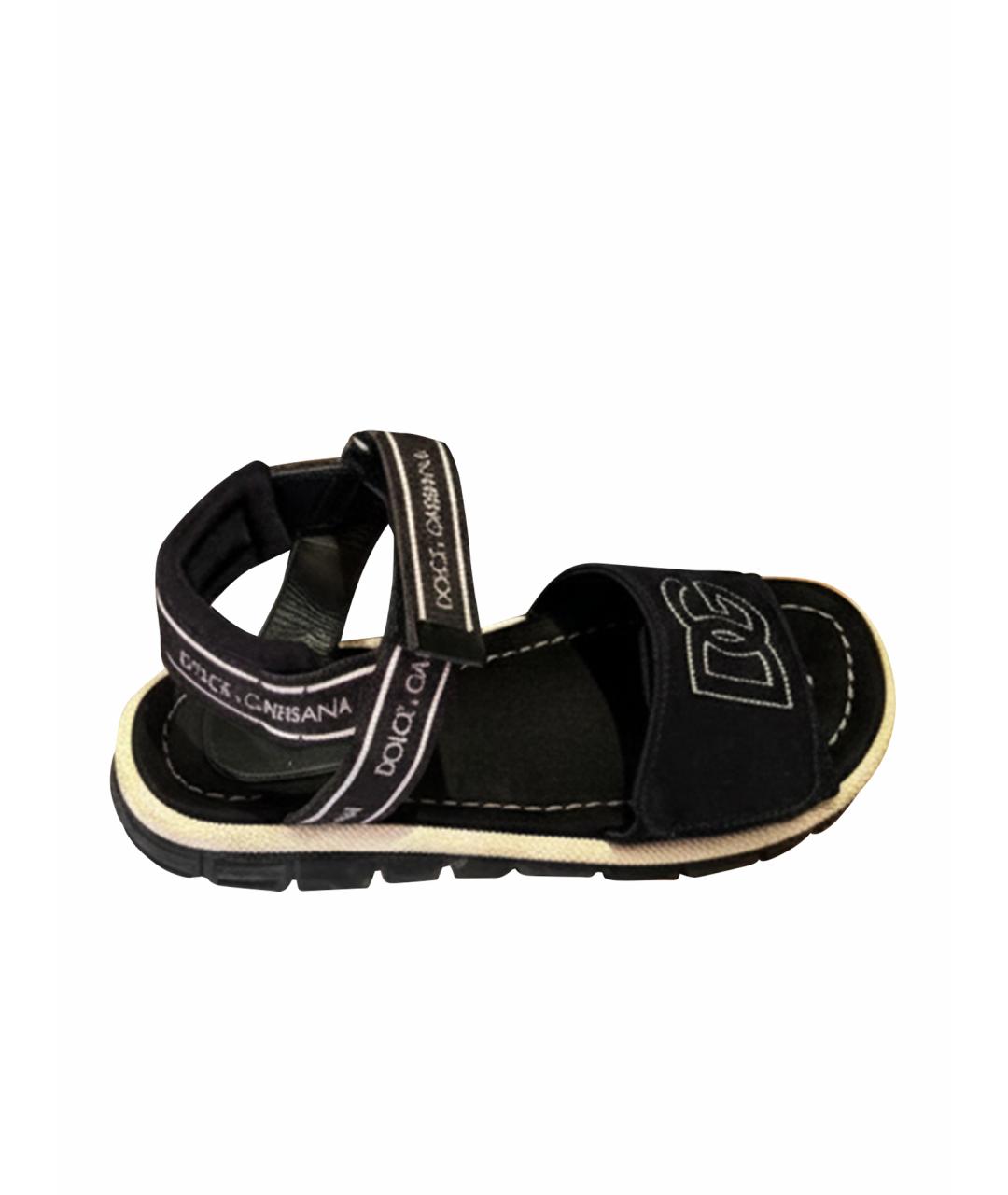 DOLCE & GABBANA KIDS Черные текстильные сандалии и шлепанцы, фото 1