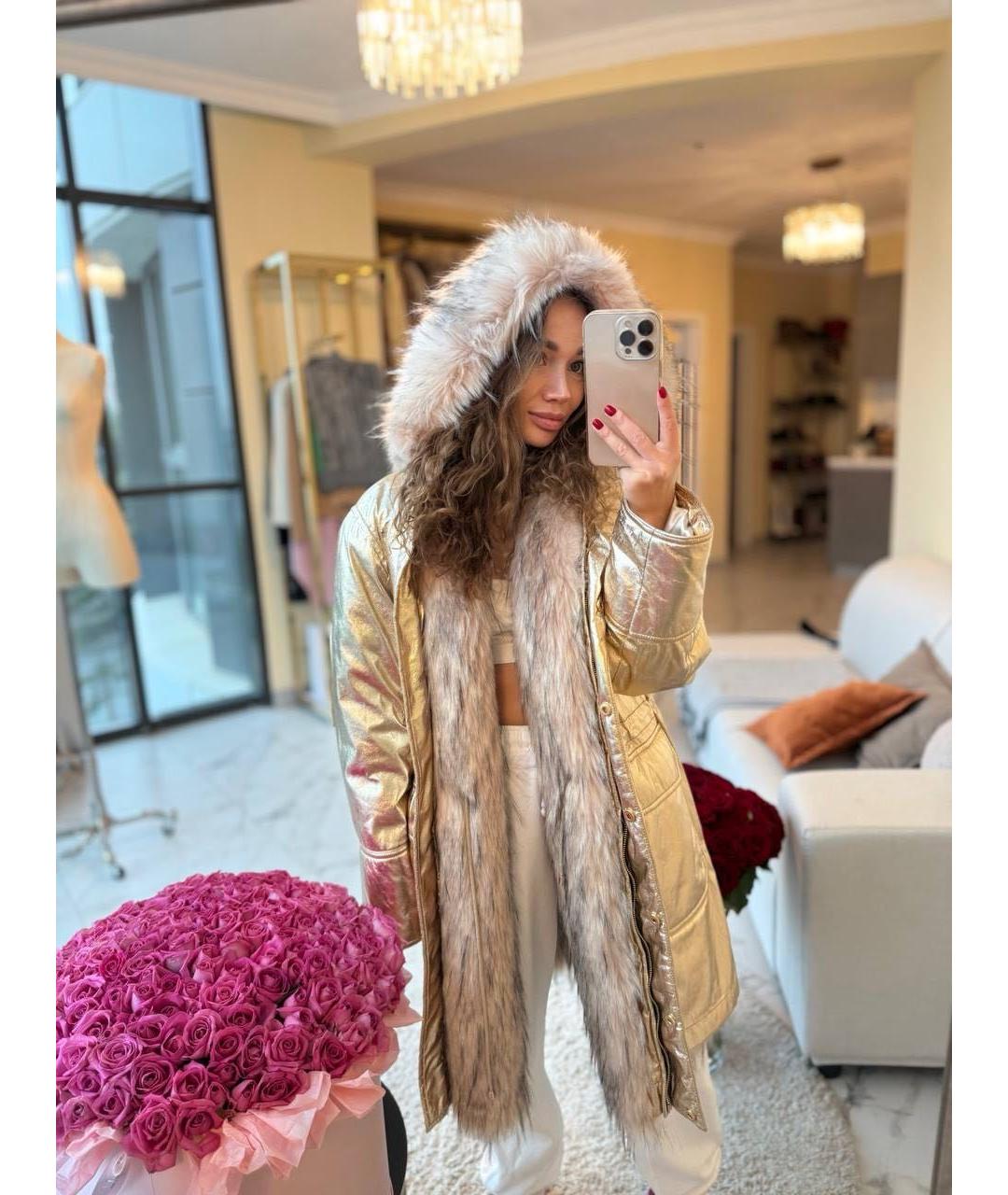 PINKO Бежевый полиэстеровый пуховик, фото 5