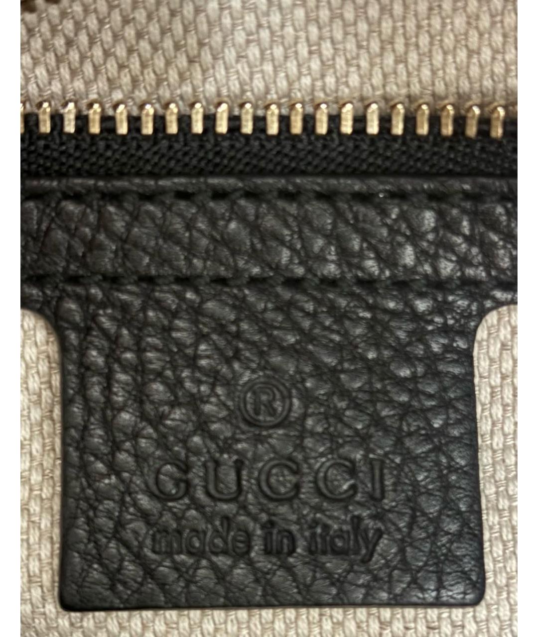 GUCCI Черная кожаная сумка тоут, фото 5