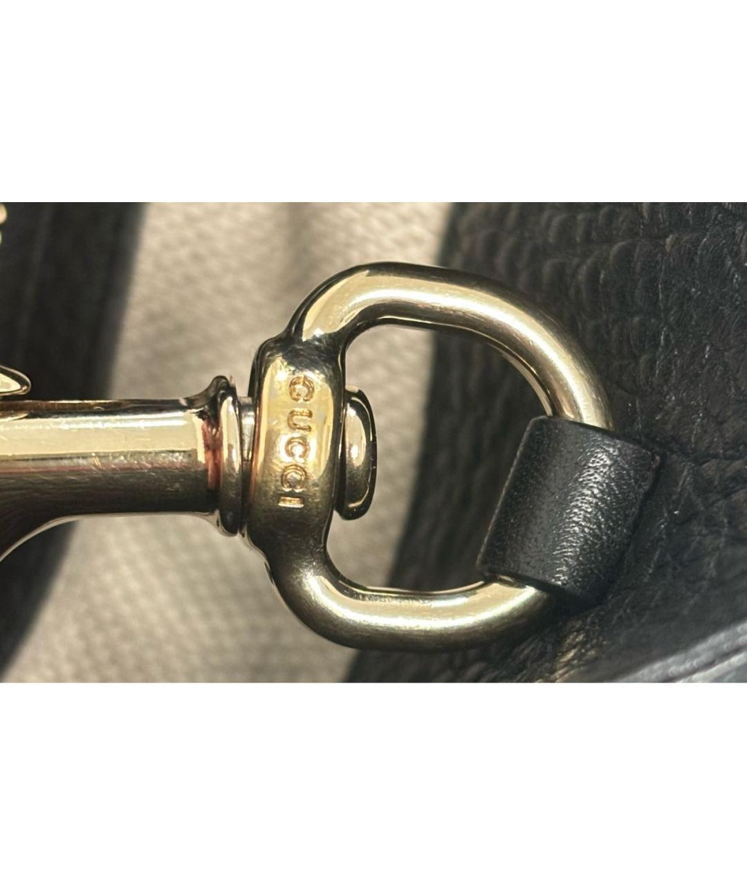 GUCCI Черная кожаная сумка тоут, фото 4