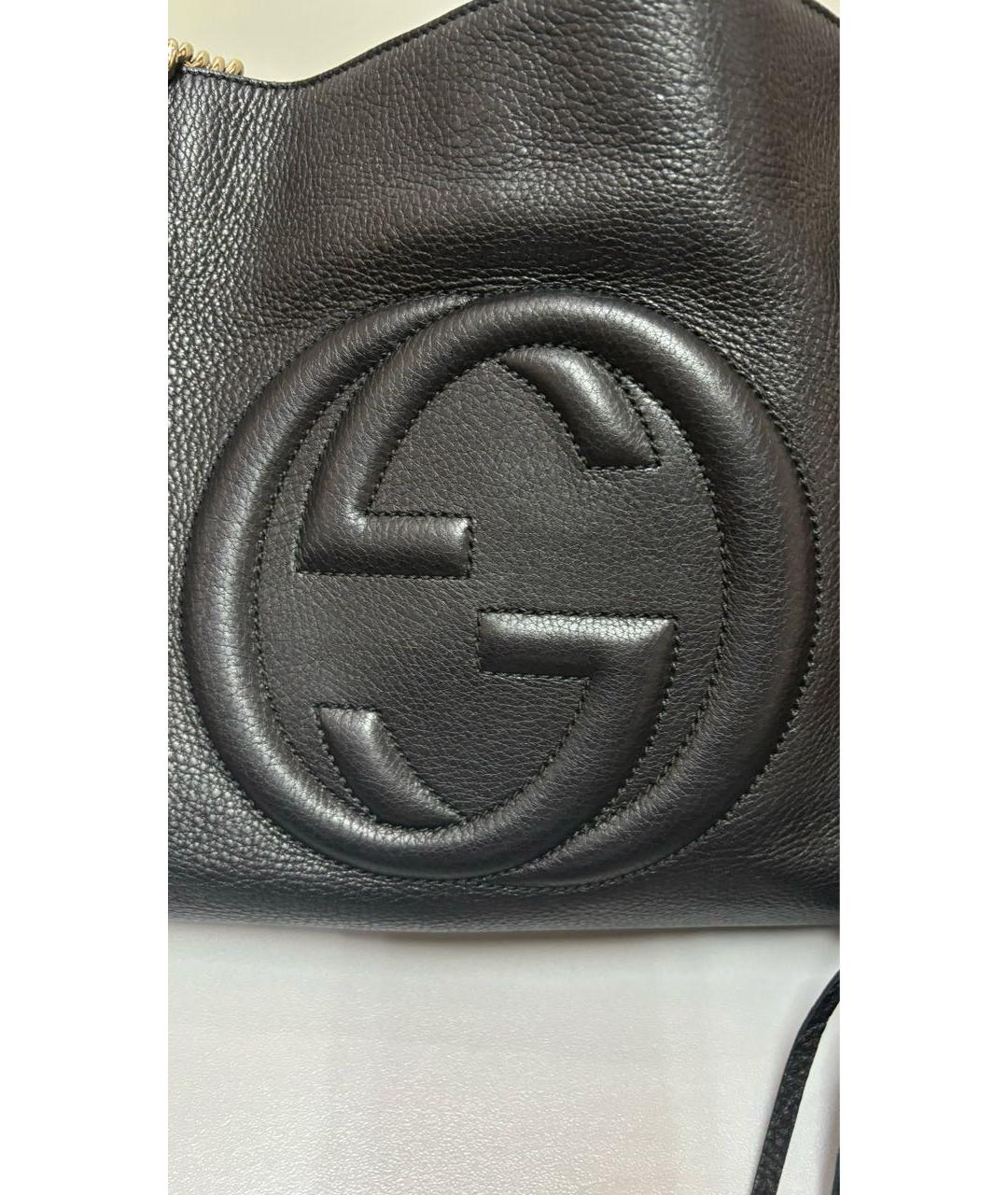 GUCCI Черная кожаная сумка тоут, фото 2