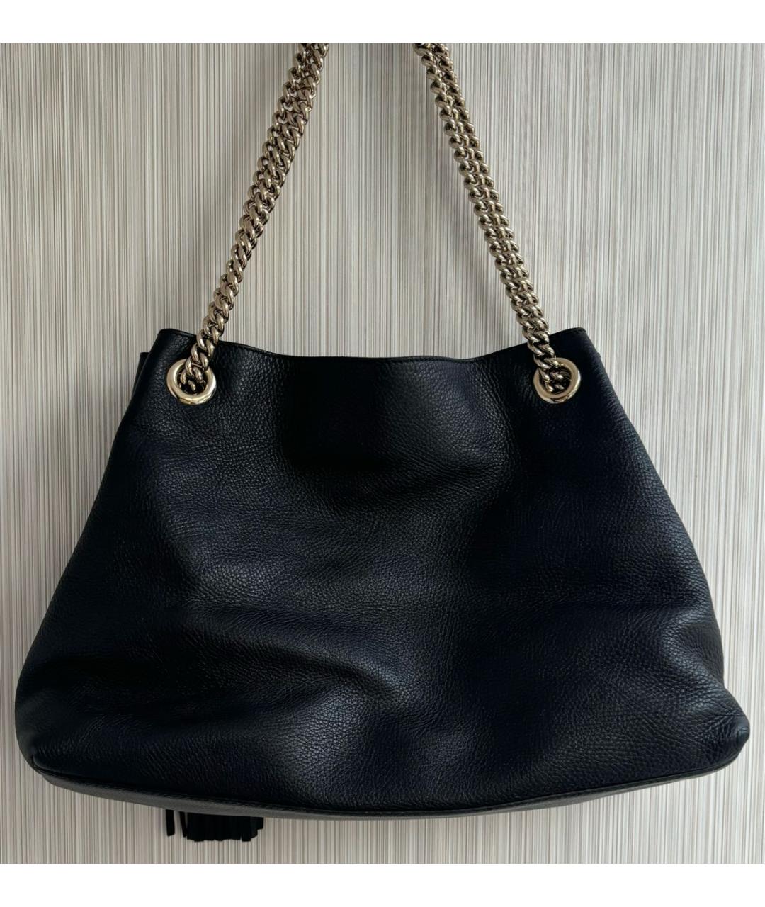 GUCCI Черная кожаная сумка тоут, фото 6