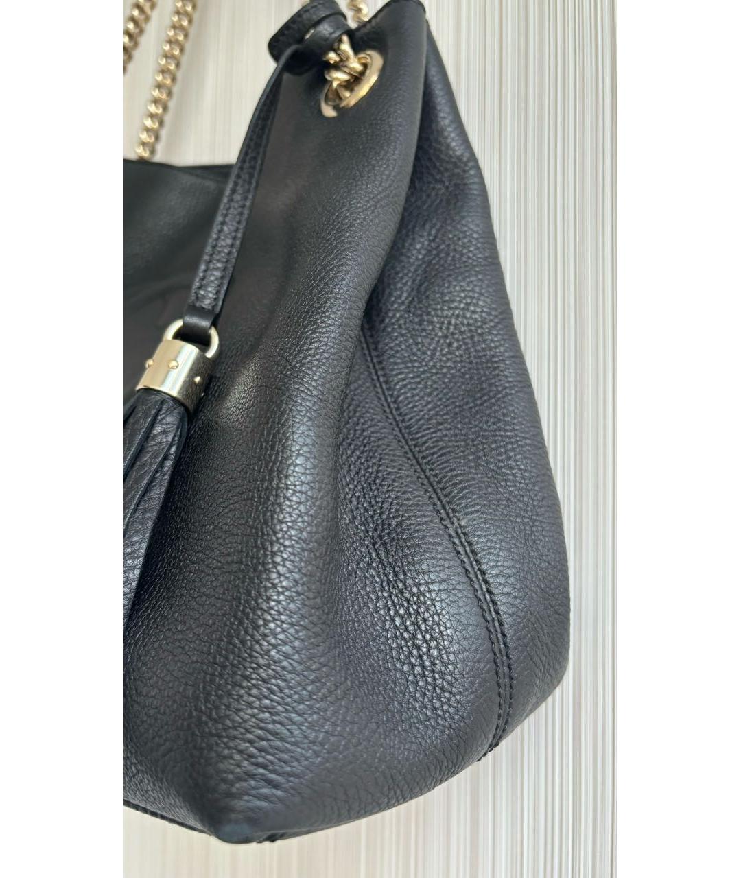 GUCCI Черная кожаная сумка тоут, фото 4