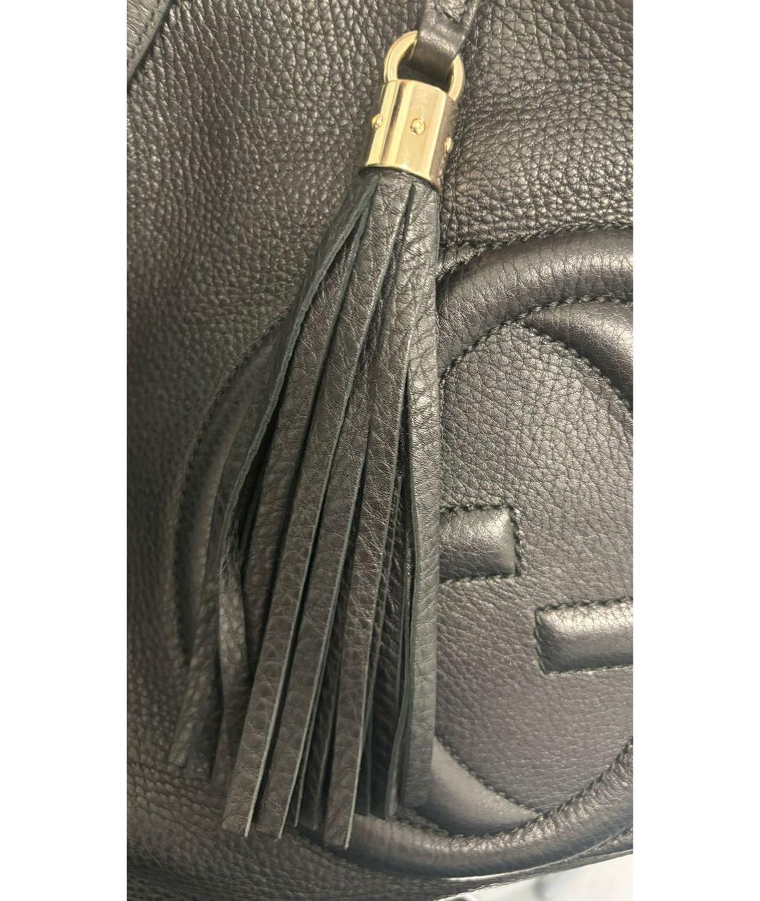 GUCCI Черная кожаная сумка тоут, фото 7