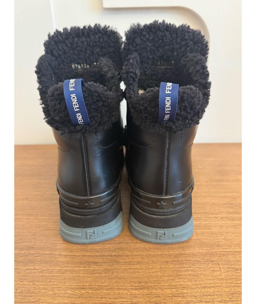 FENDI Черные кожаные ботинки, фото 3