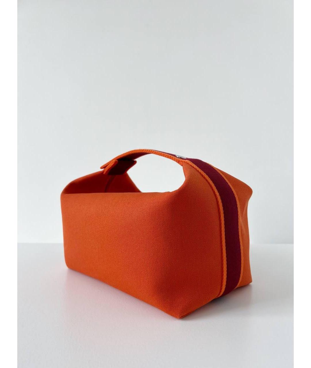 HERMES Оранжевая тканевая косметичка, фото 4