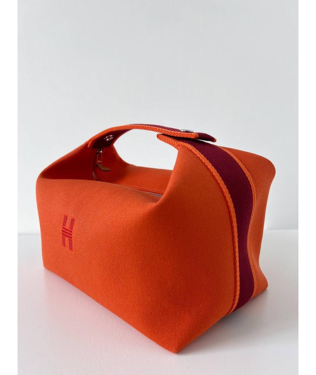 HERMES Оранжевая тканевая косметичка, фото 3