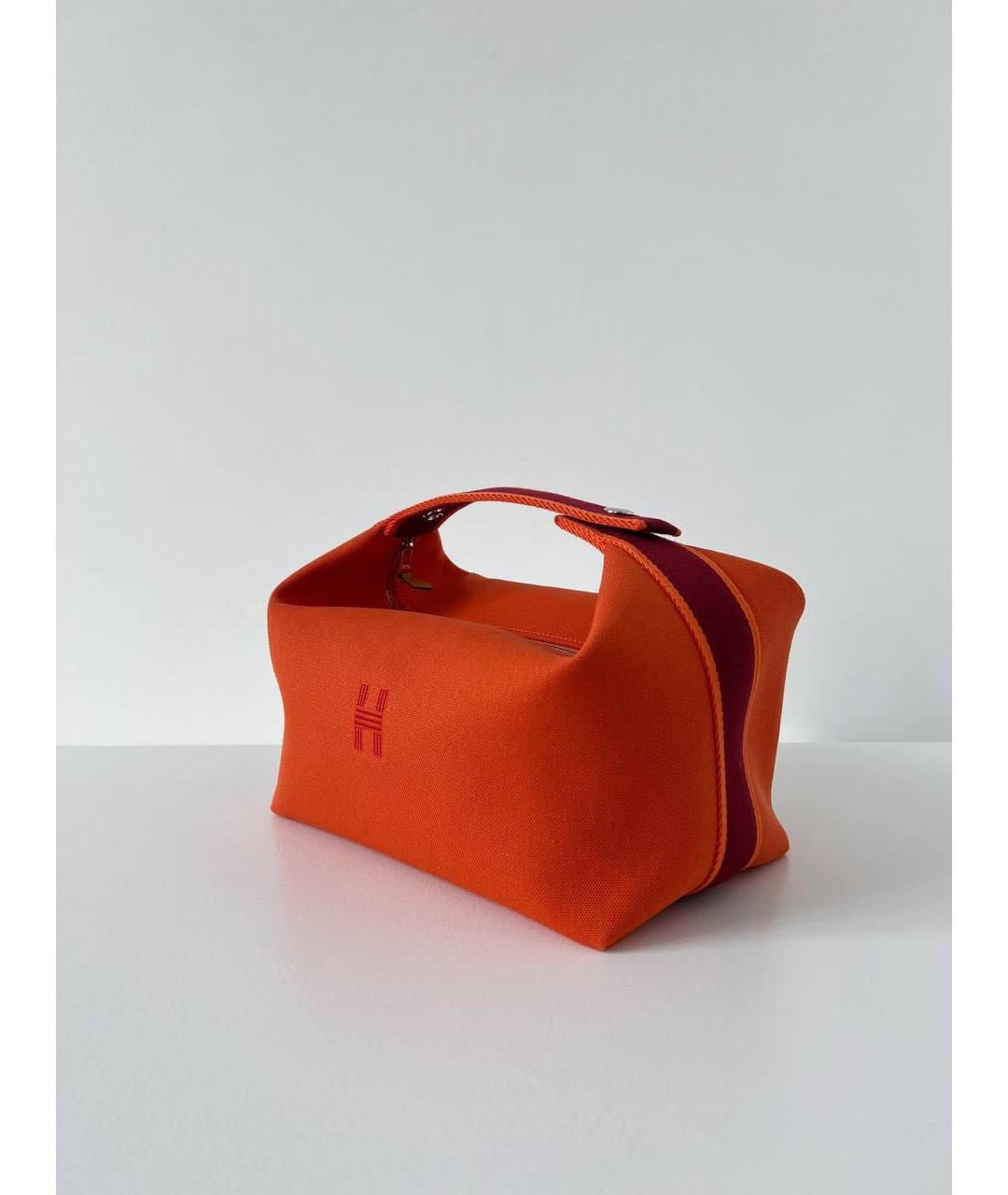 HERMES Оранжевая тканевая косметичка, фото 2
