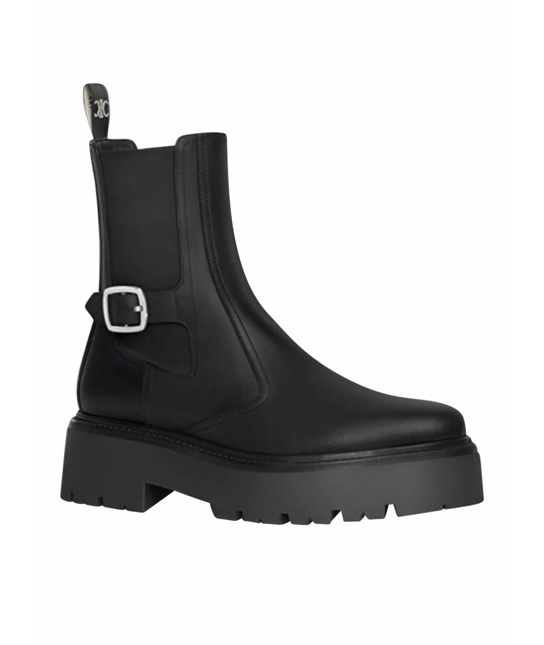 CELINE Черные кожаные полусапоги, фото 1