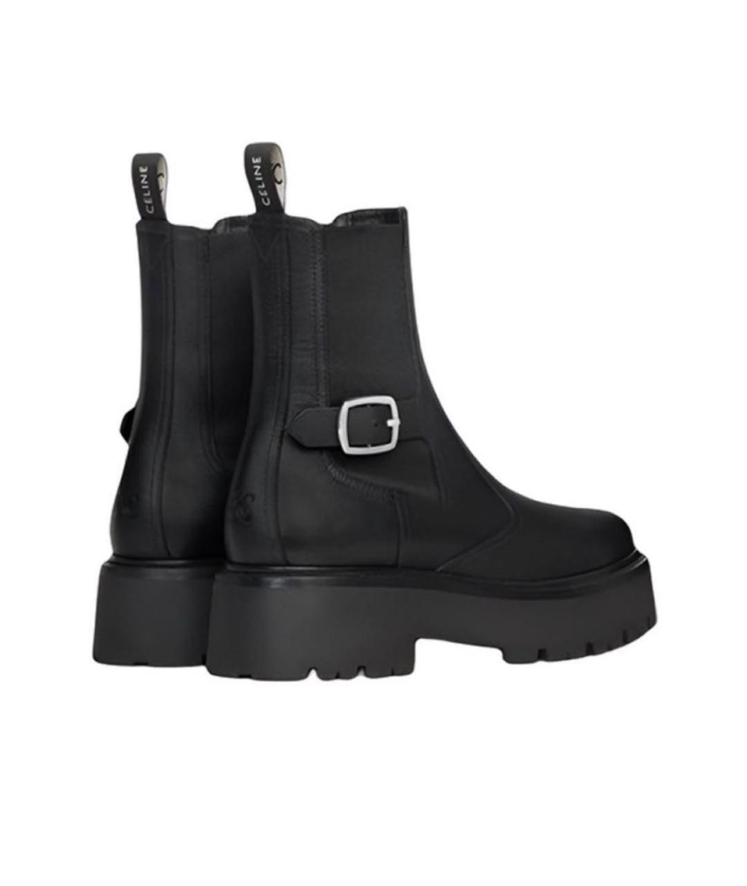 CELINE Черные кожаные полусапоги, фото 4