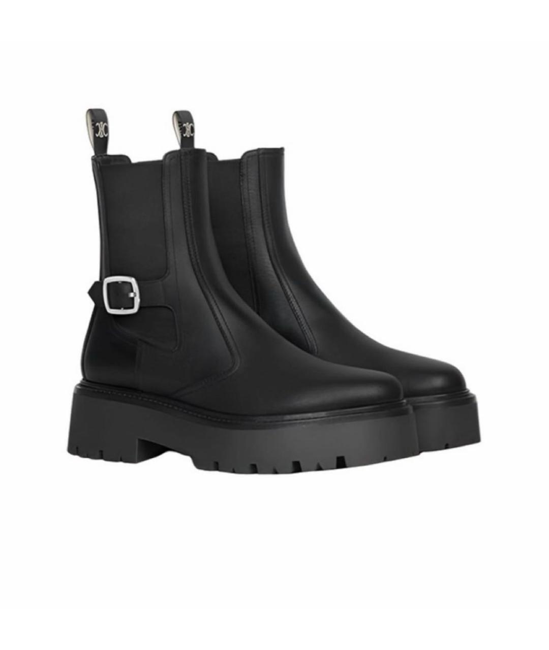 CELINE Черные кожаные полусапоги, фото 2