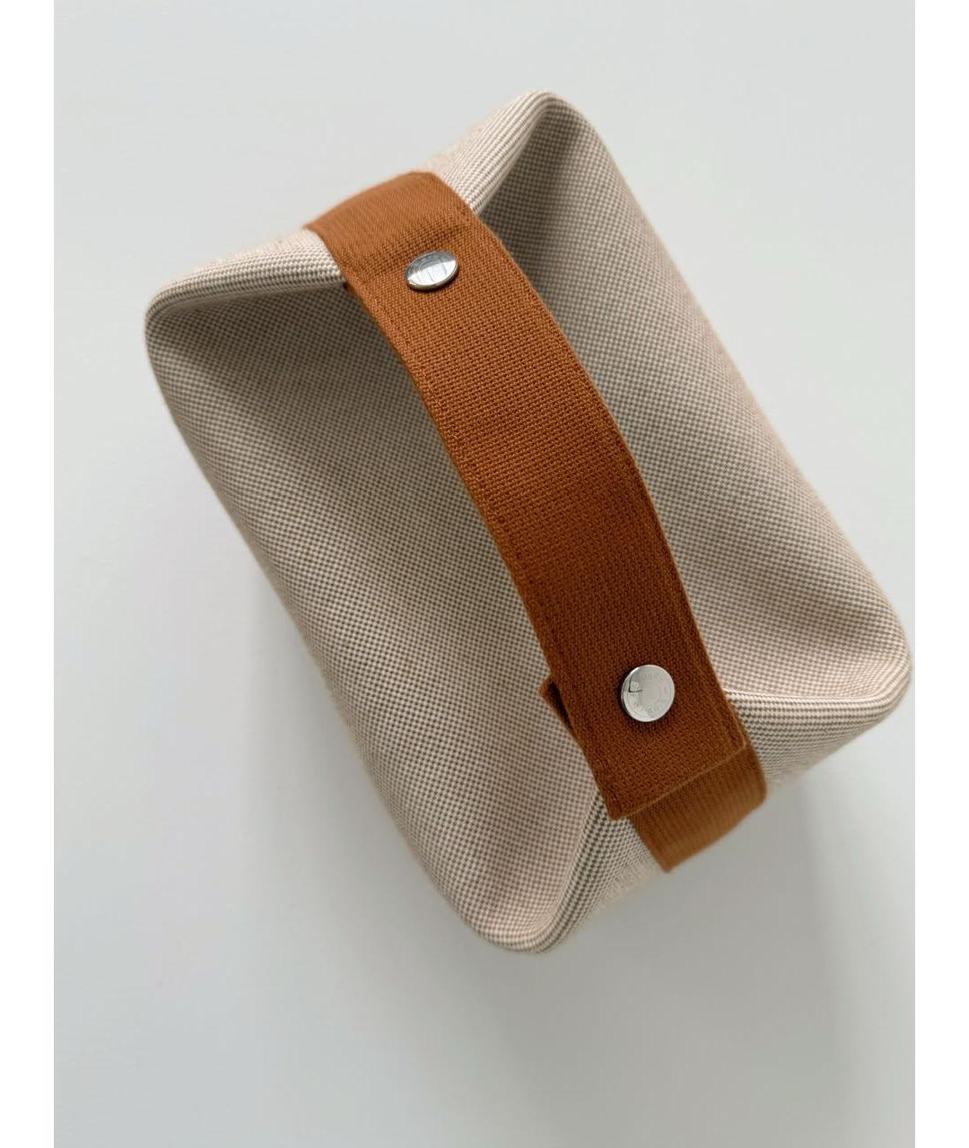 HERMES Бежевая тканевая косметичка, фото 5