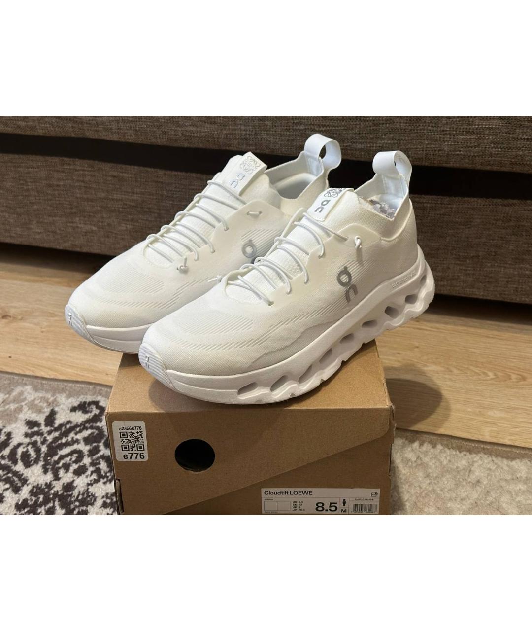 LOEWE Белые текстильные низкие кроссовки / кеды, фото 2