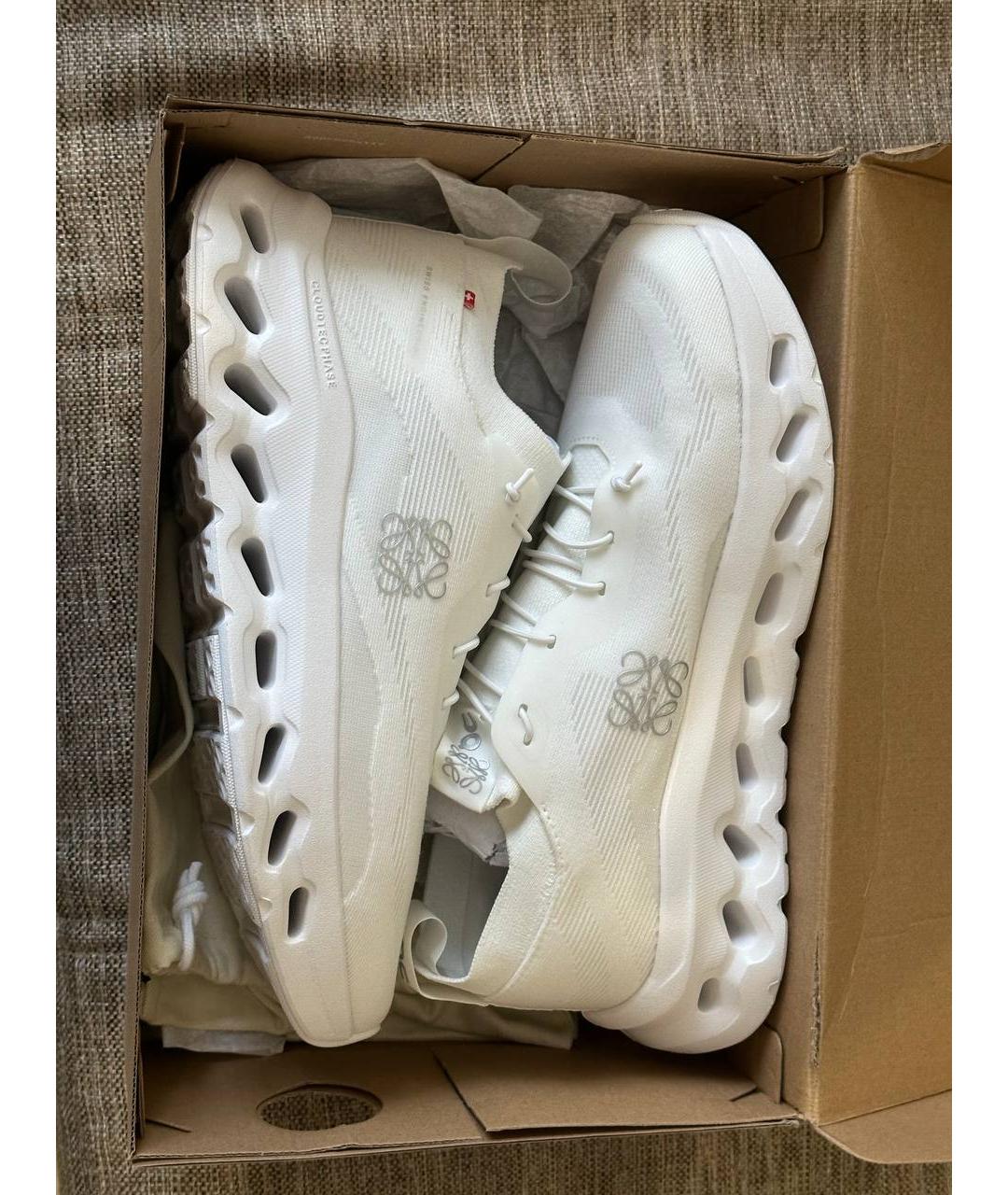 LOEWE Белые текстильные низкие кроссовки / кеды, фото 4