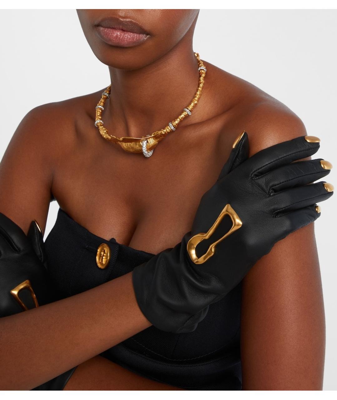 SCHIAPARELLI Черные кожаные перчатки, фото 3