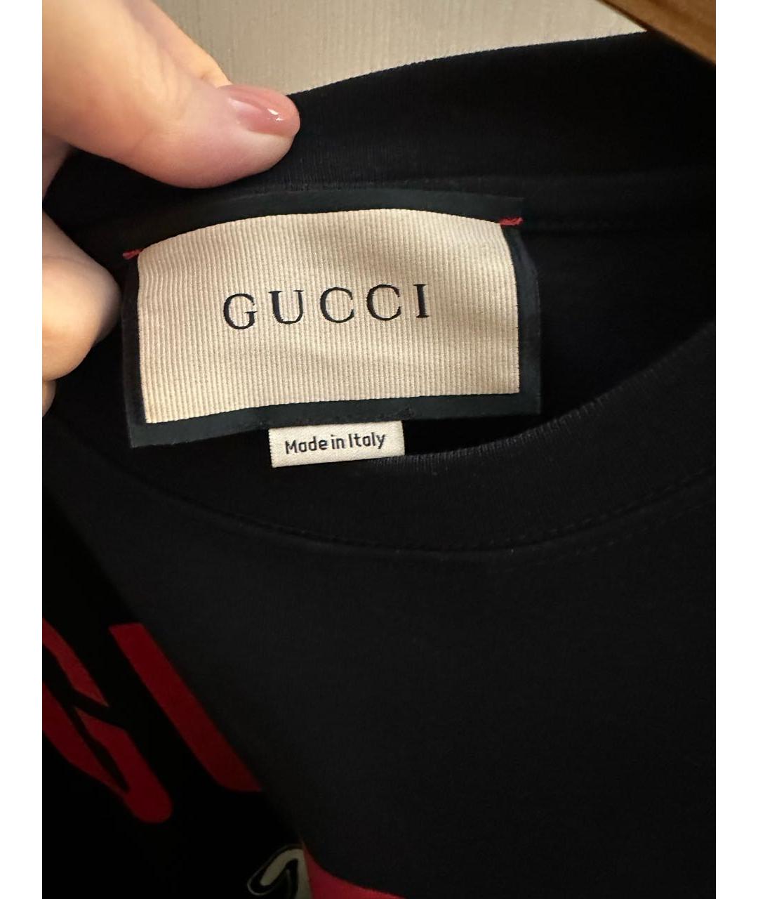 GUCCI Черная хлопковая футболка, фото 3