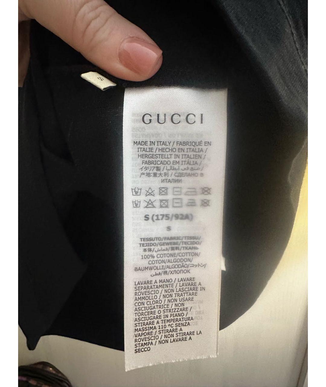 GUCCI Черная хлопковая футболка, фото 4