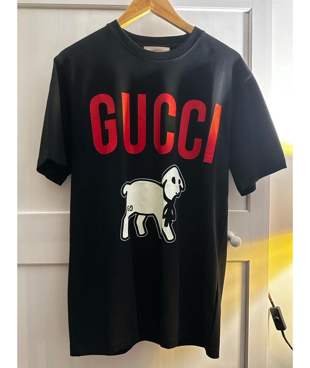 GUCCI Черная хлопковая футболка, фото 5