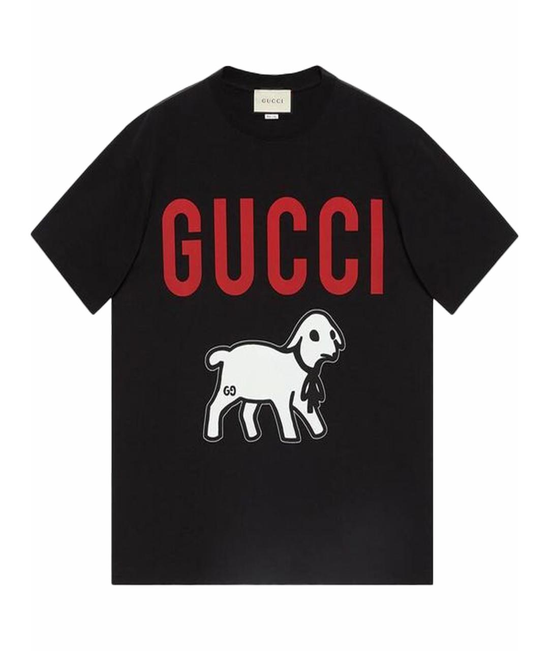 GUCCI Черная хлопковая футболка, фото 1