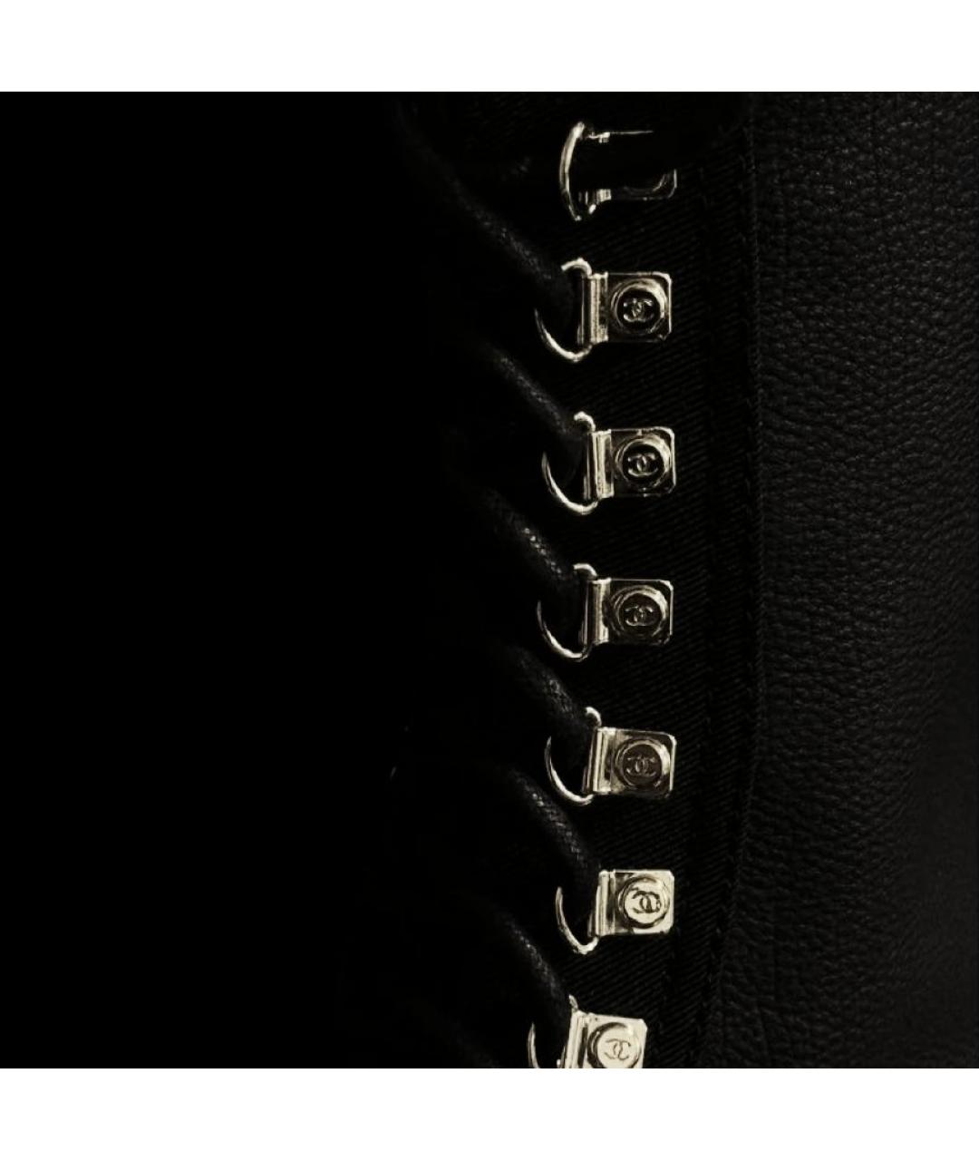 CHANEL Черные кожаные ботинки, фото 3