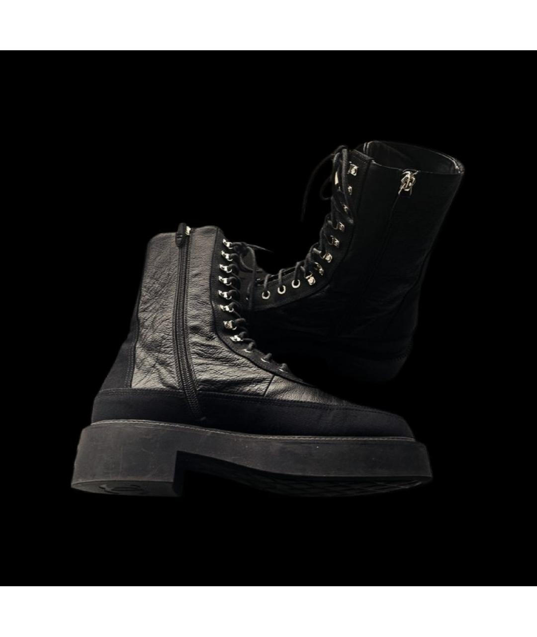 CHANEL Черные кожаные ботинки, фото 6