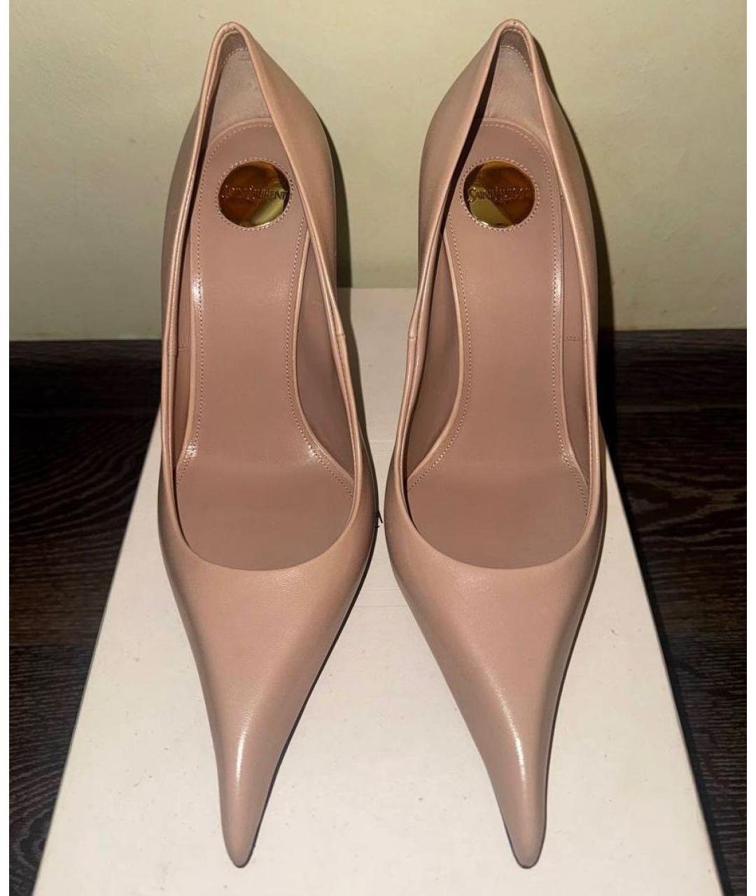 SAINT LAURENT Бежевые кожаные туфли, фото 3