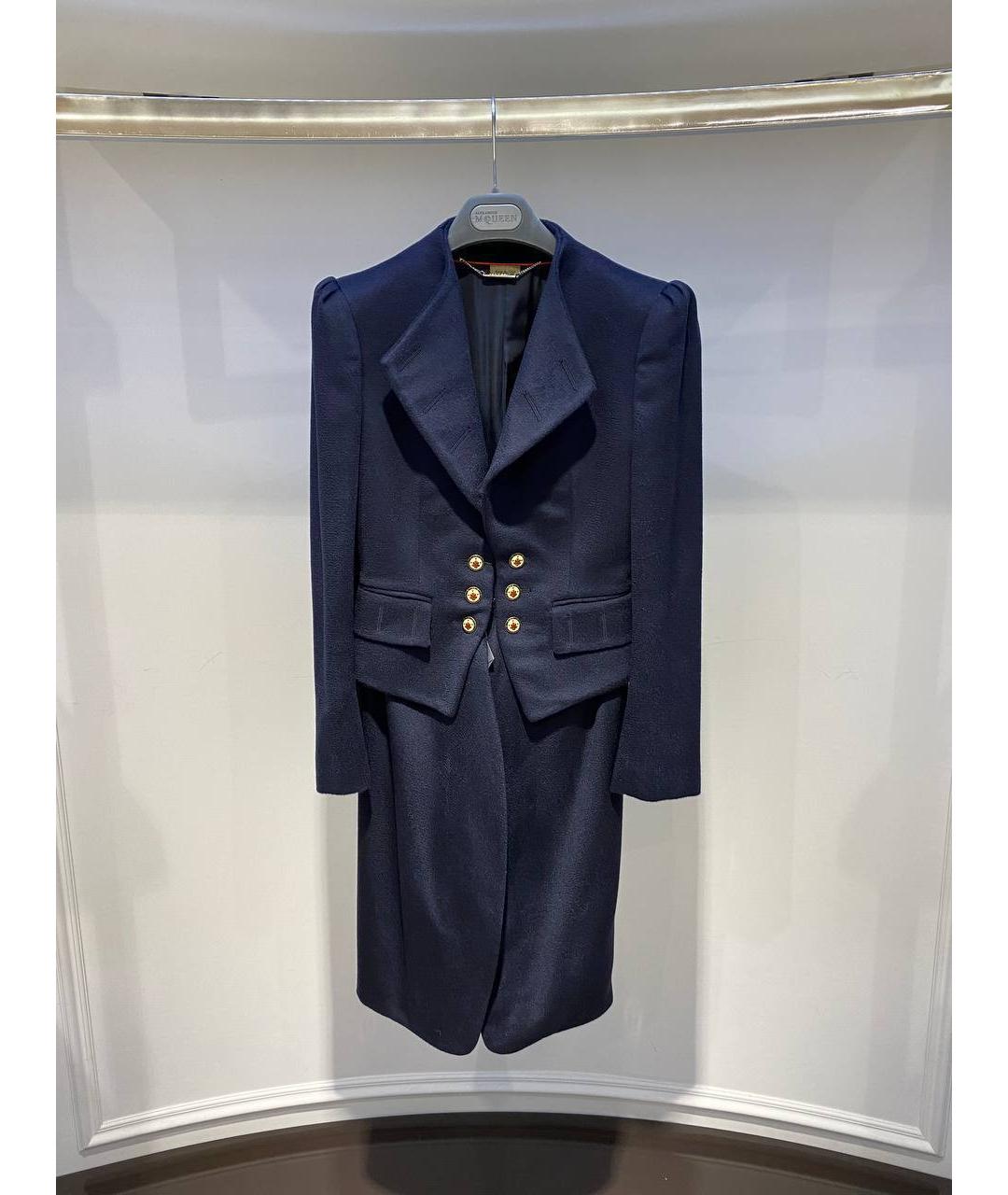 ALEXANDER MCQUEEN Синее кашемировое пальто, фото 2