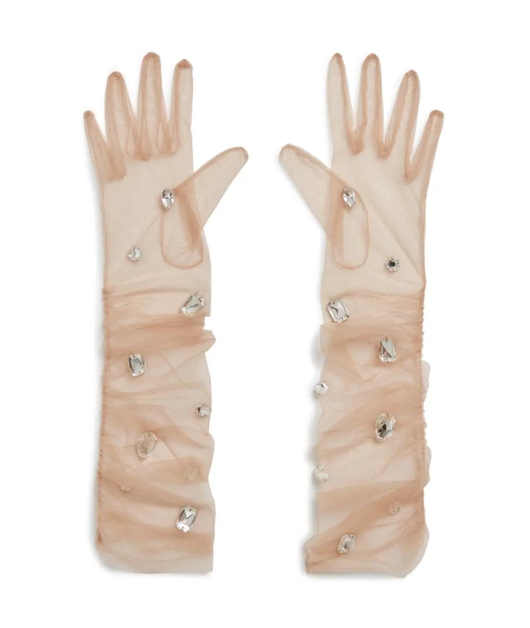 DAVID KOMA Бежевые перчатки, фото 1