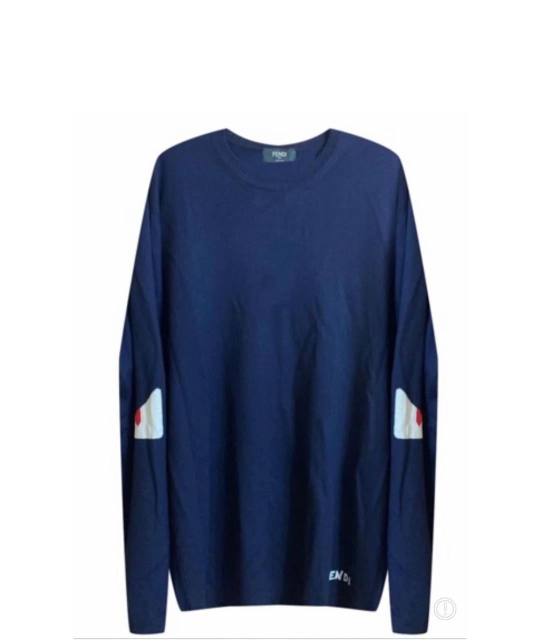 FENDI Темно-синий шерстяной джемпер / свитер, фото 9