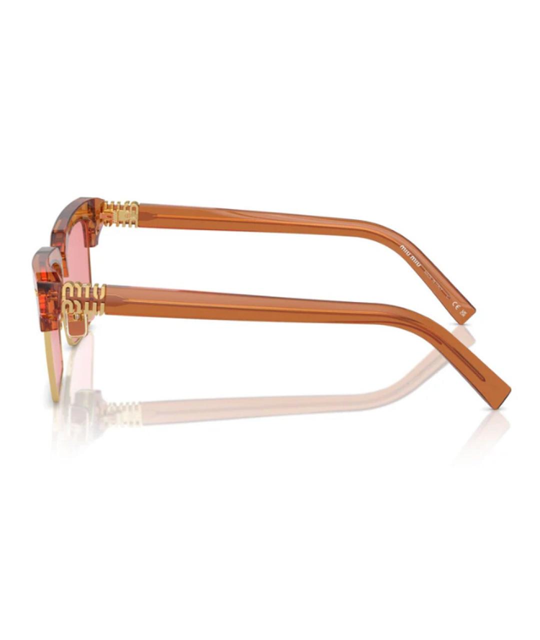 MIU MIU Коричневые пластиковые солнцезащитные очки, фото 3