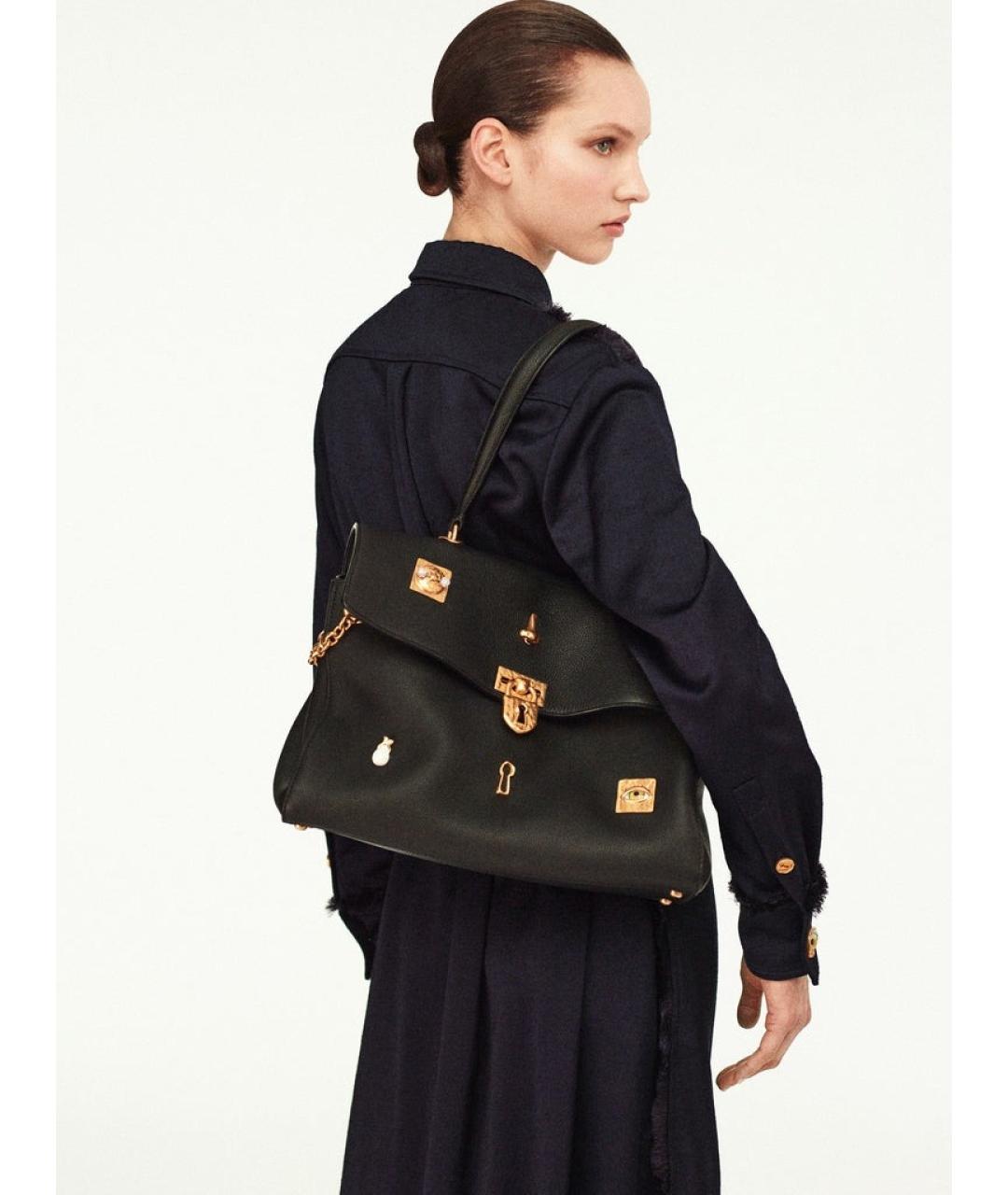 SCHIAPARELLI Черная кожаная сумка с короткими ручками, фото 2