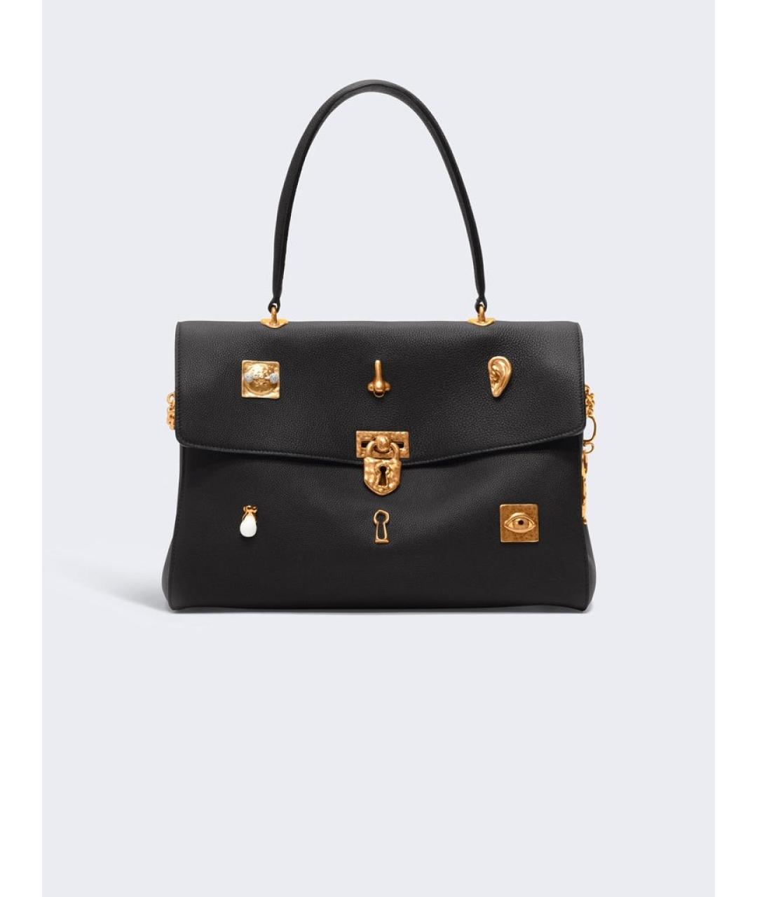 SCHIAPARELLI Черная кожаная сумка с короткими ручками, фото 4